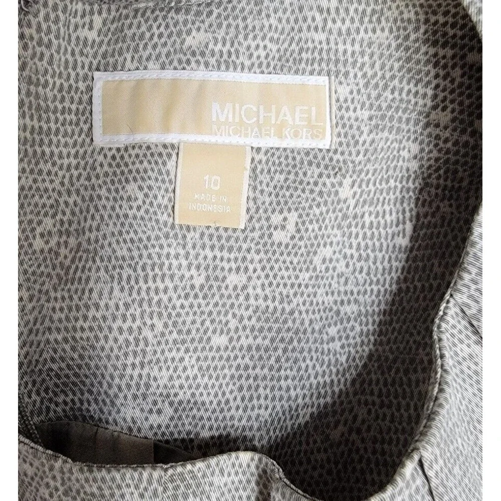 Michael Michael Kors Grey Snakeskin Print Pleated Sheath Dress Size 10